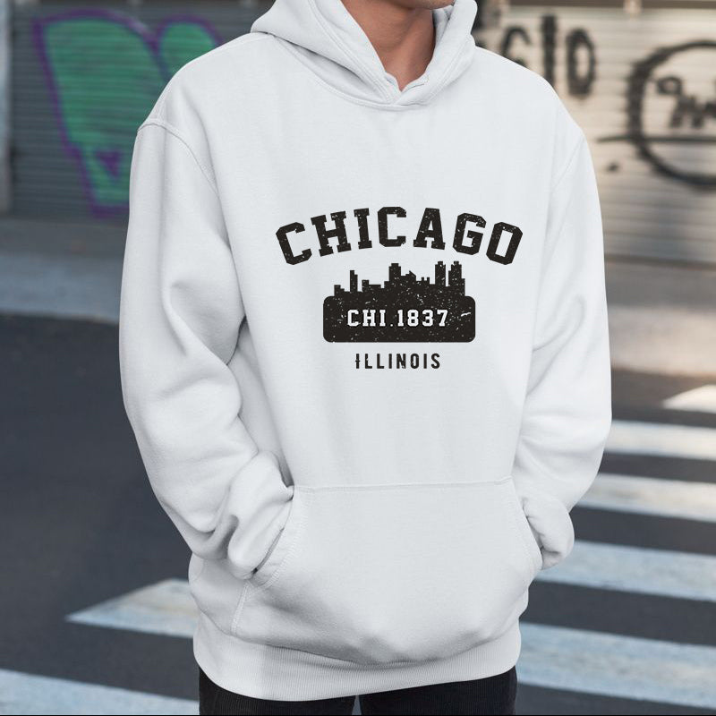 Chicago Print Men's Fleece Hoodie