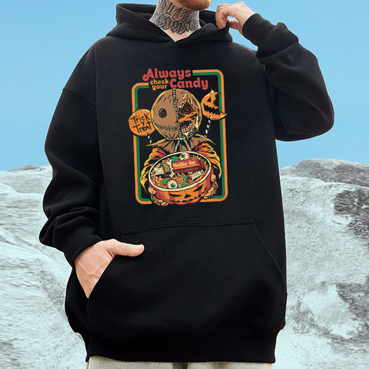 Check Your Candy Print Men's Fleeced Hoodie