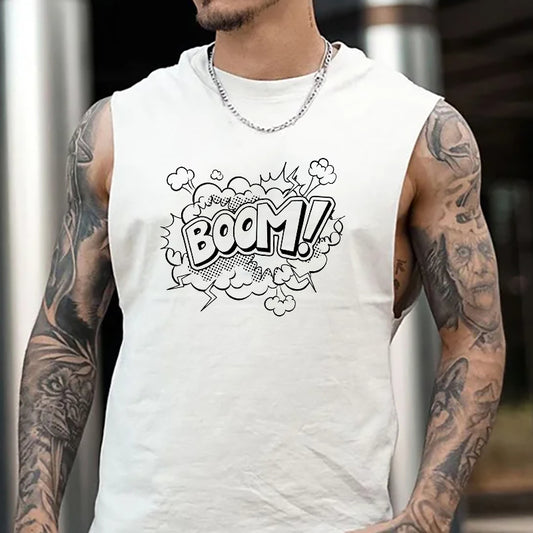 BOOM Funny Letter Print Men's Tank Top