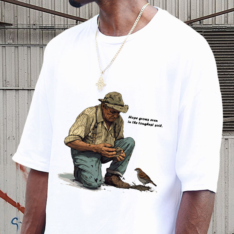 Farmer with Birds Men's Inspirational Tee