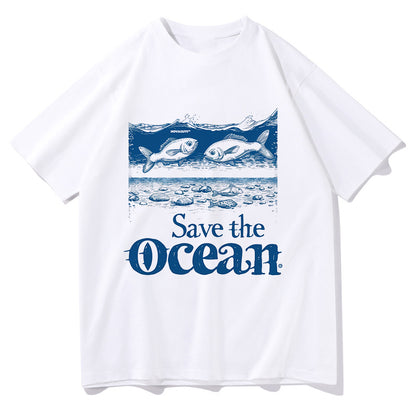 Ocean Fish Print Men's Oversized T-shirt