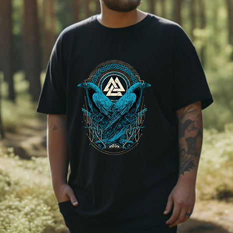 Odin's Ravens and Valknut Celtic Elements Viking Tee