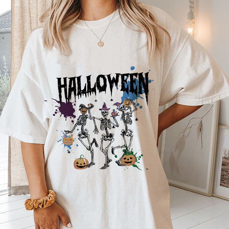 Smiling Skulls Fun and Festive Halloween Graphic Tee