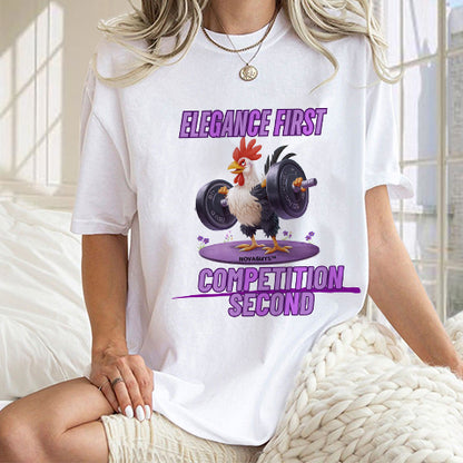 Chic Weightlifting Gallic Rooster T-Shirt Women's Le Coq Gaulois Print Tee