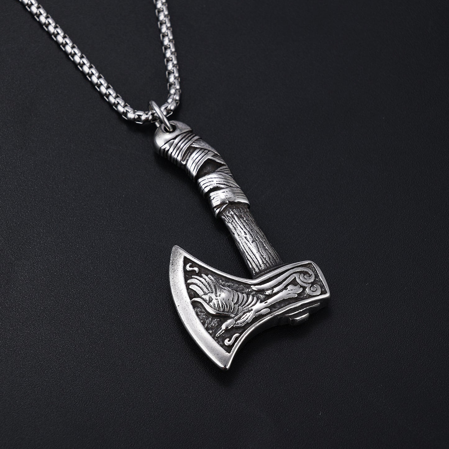 Vintage Stainless Steel Viking Axe Men's Necklac