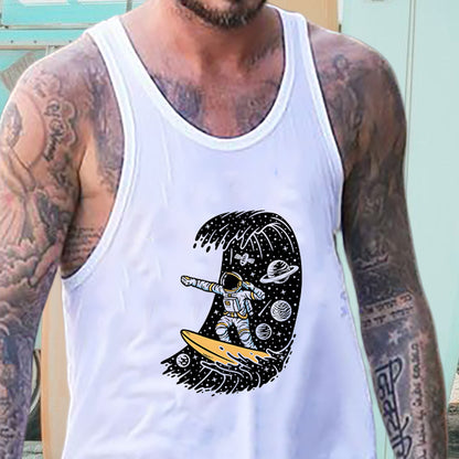 Space Surfer Men's Fashion Tank Tops for Astronauts