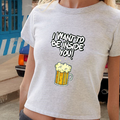 Bubbly Beer Wish Women's Playful  Crop Tee