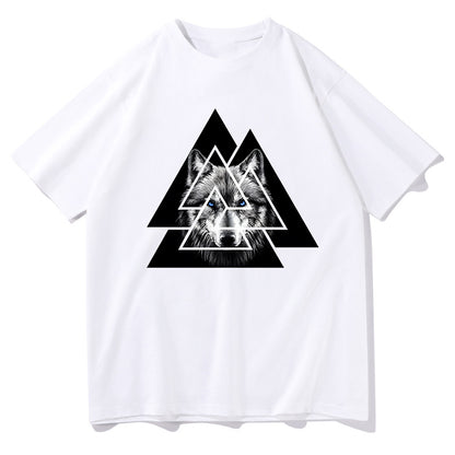 Norse Mythology Valknut Wolf Print Men's T-shirt