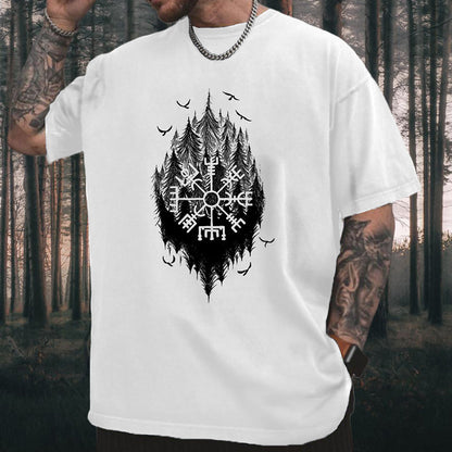 Viking Runes and Eagles Print  Men's T-shirt Big & Tall