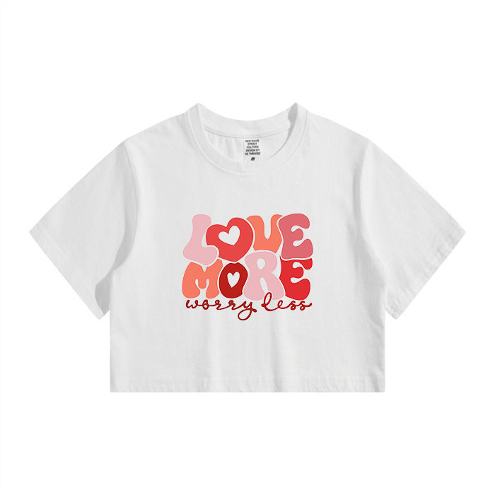 Love More Lady's Letter Print Crop Tee