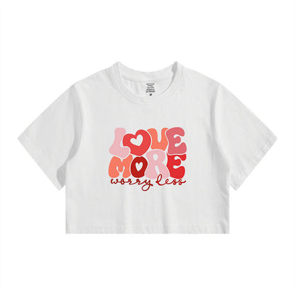 Love More Lady's Letter Print Crop Tee