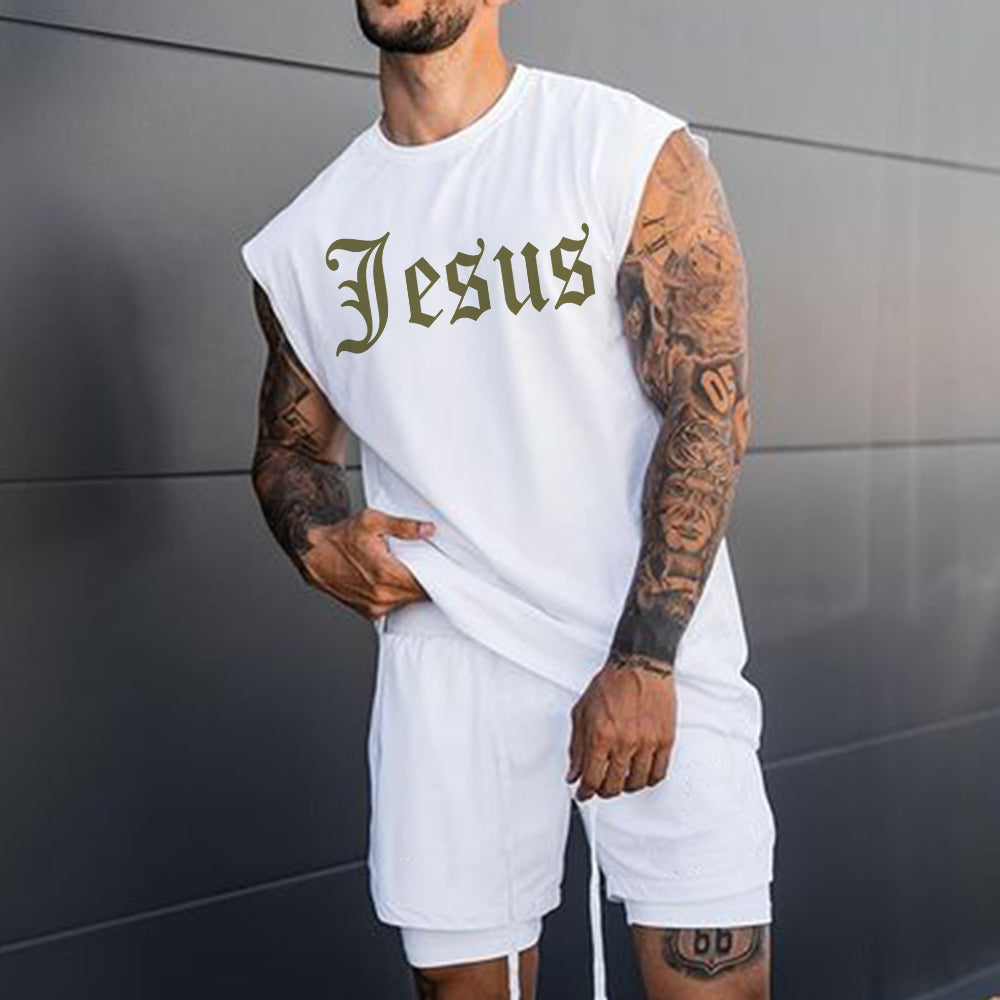 Jesus Men's Casual Stylish Tank Top-B