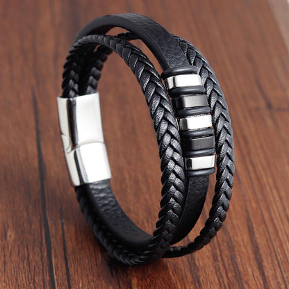 Men's braided leather cord bracelet