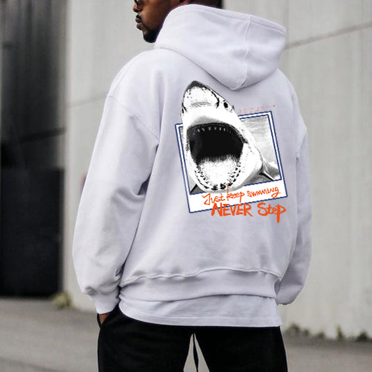 Shark Motivational Print Men's Fleece Hoodie