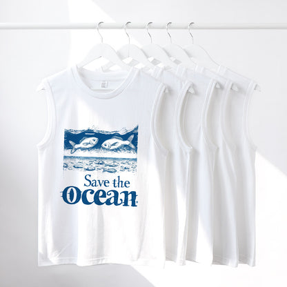 Save the Ocean Fish Print Men's Tank Top