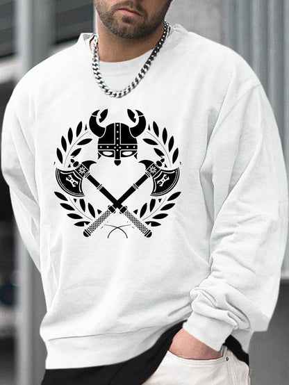 Nordic Heritage Attire Axe and Armor Print Men's Sweatshirt