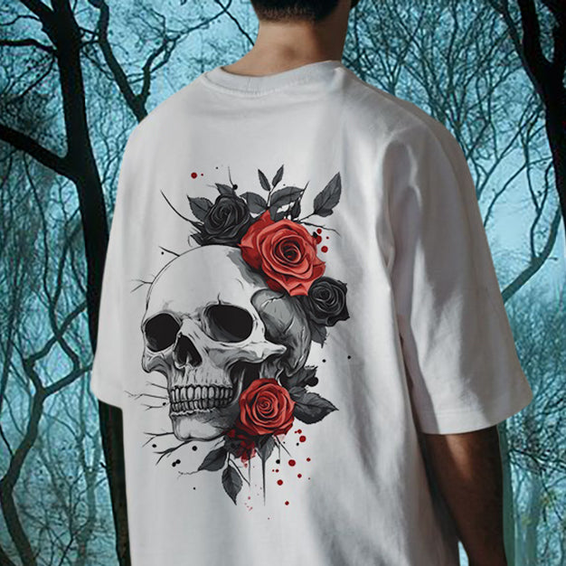 Skull Print Men's Short Sleeve Cotton T-shirt