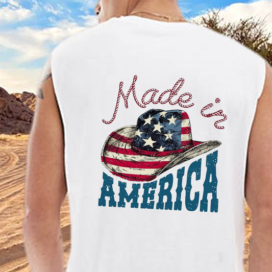 USA Made Cowboy Hat Print Men's Tank Top