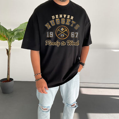 Denver Nuggets Basketball Men's Oversized T-Shirts