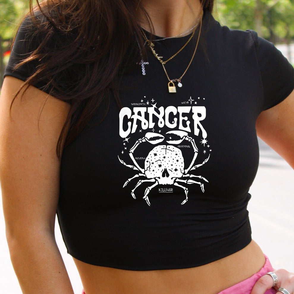 Cancer Constellation Print Lady's Crop Tee