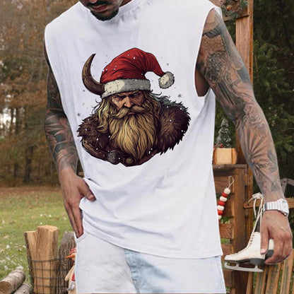 Xmas Viking Warrior Print Men's Tank Top