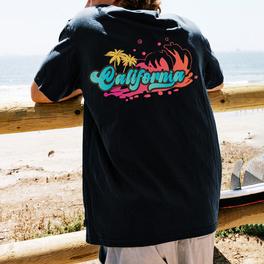 California Wave Print Men's Short Sleeve T-shirt