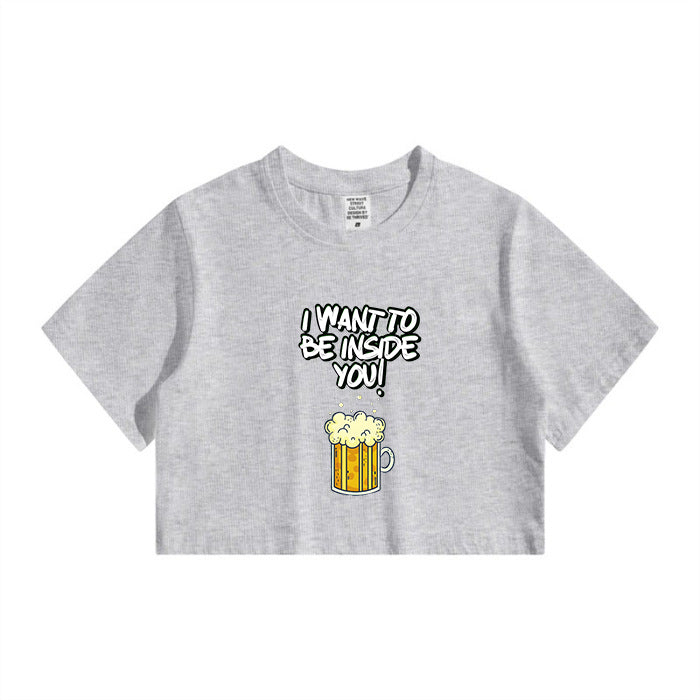 Bubbly Beer Wish Women's Playful  Crop Tee