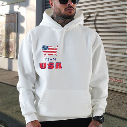 Team USA Men's White Fleeced Hoodie