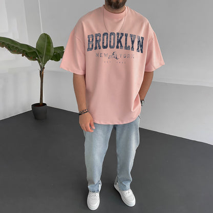 Brooklyn New York Men's Loose Fit Pink T-Shirts