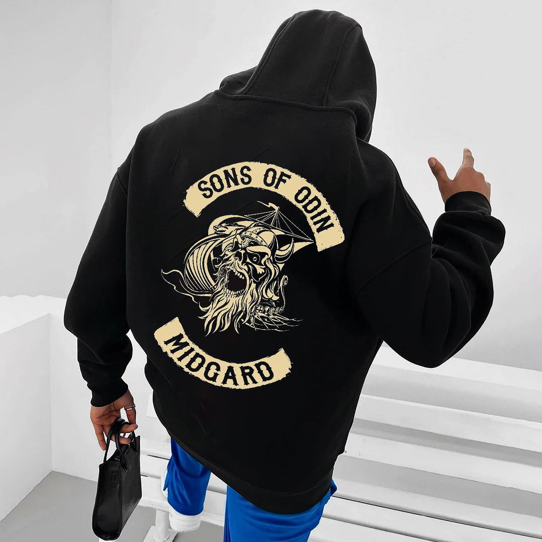 Son of Odin Black Oversize Fleece Hoodie