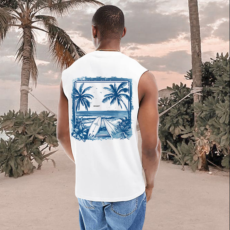 Ocean Beach Vibes Surf Lovers Men's Cotton Tank Top