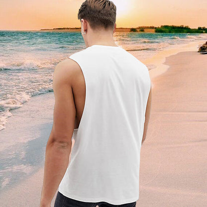 Skull and Beach Print Singlet Men's Tank Top