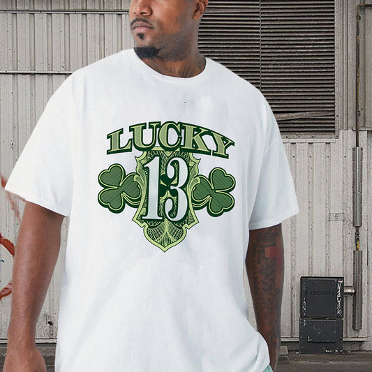 Lucky 13 Shamrock Irish Pride Men's White Tee Big & Tall