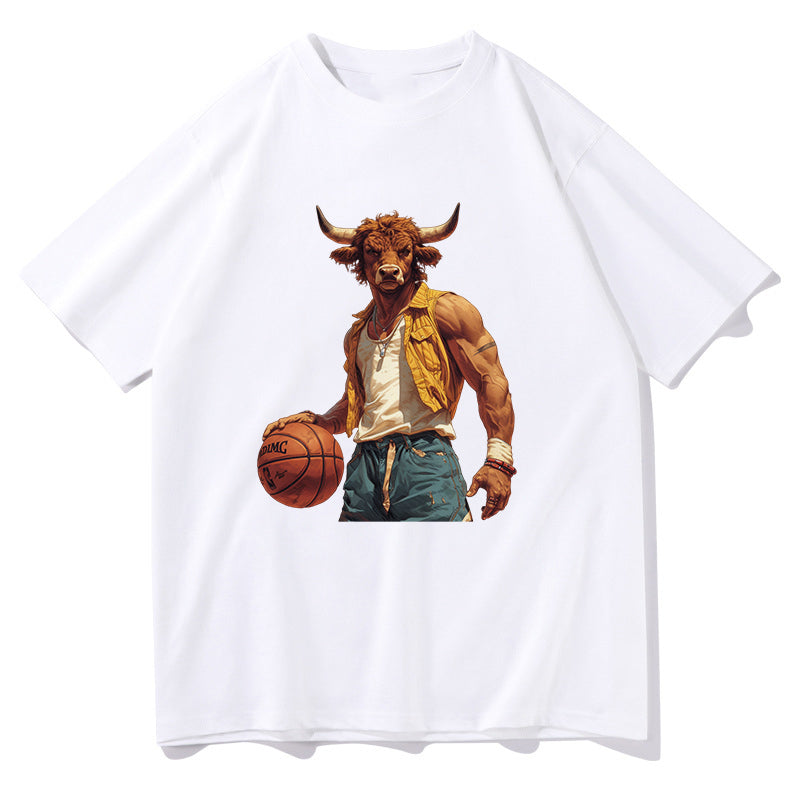 Muscle Bull Basketball Street Fashion Tee