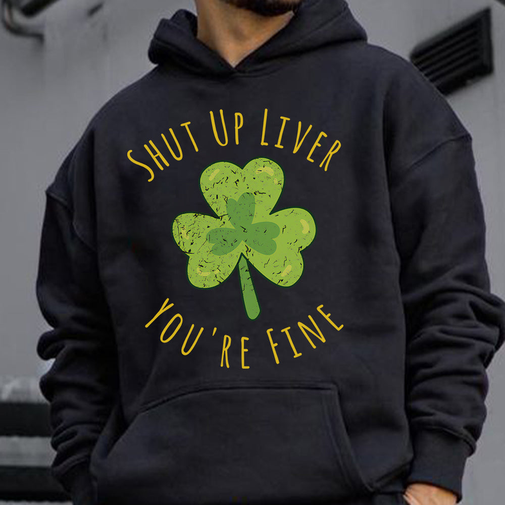 Men's Classic Shamrock Humor Phrase Print Hoodie