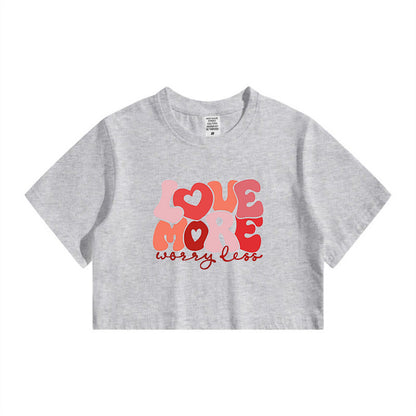 Love More Lady's Letter Print Crop Tee