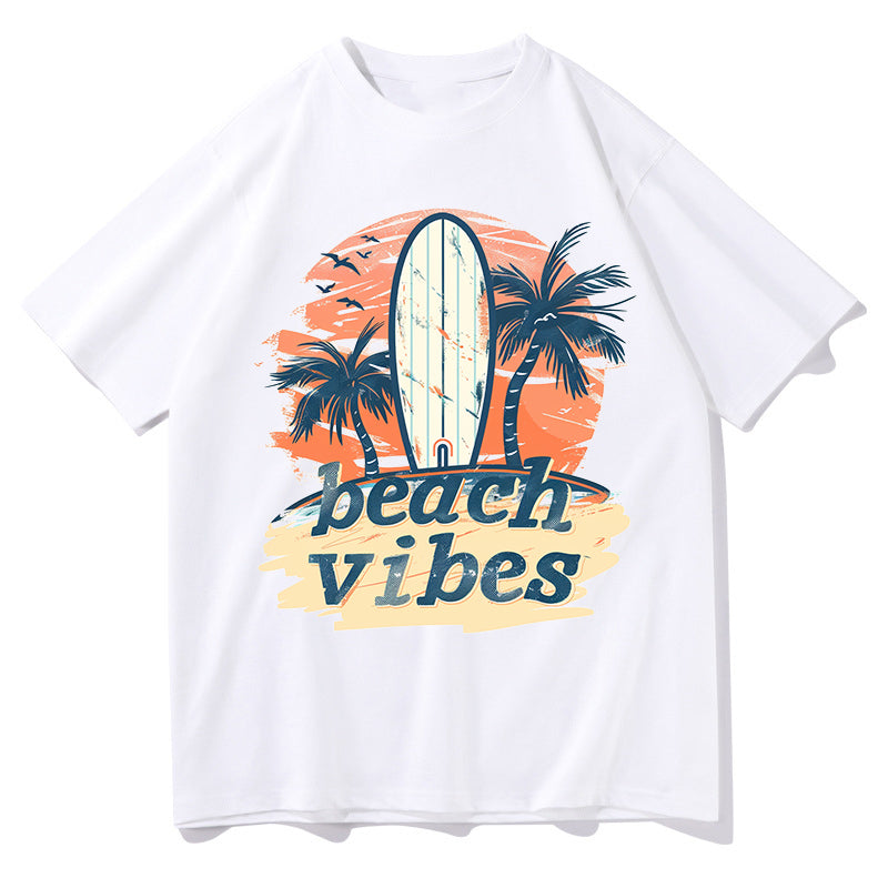 Women's Beach Vibes Print Cotton T-shirt