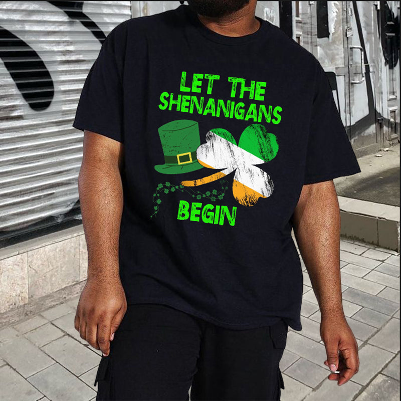 Shenanigans Green Hat and Shamrock Printed T-shirt Big & Tall