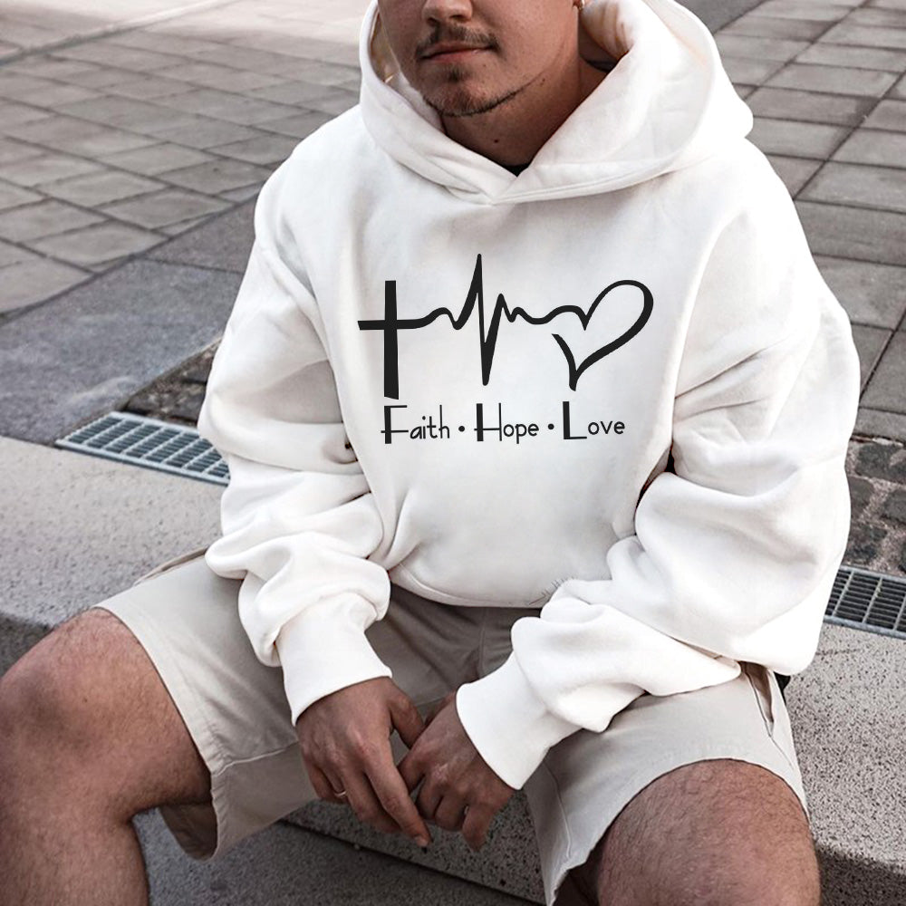 Faith Hope Love Men's Stylish Loose Fit Hoodies