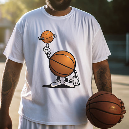 Men's Funny Basketball Character Print T-shirt