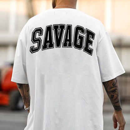 SAVAGE Letter Print Casual Men's T-Shirt