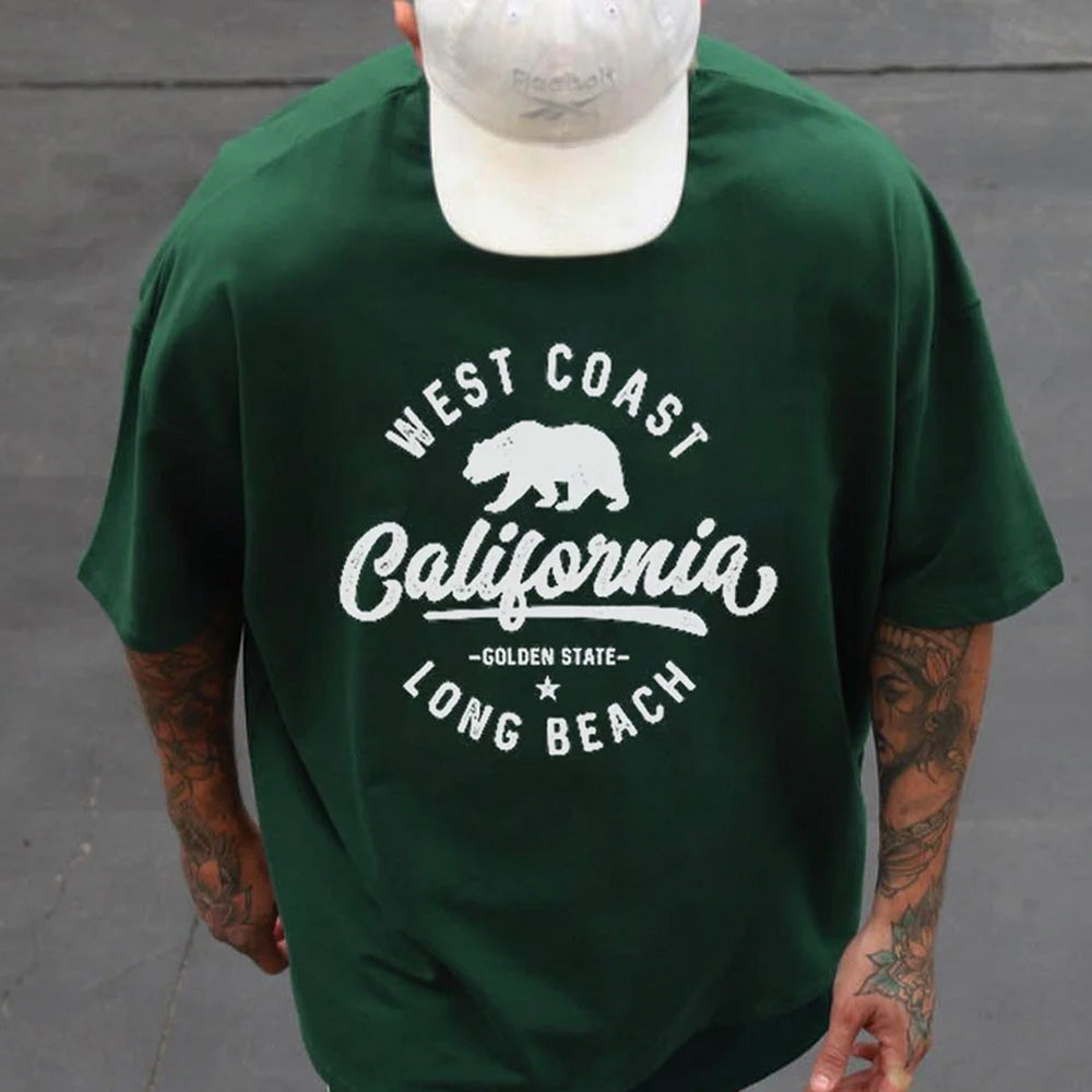 California Men's Vintage Streetwear Short Sleeve T-shirts