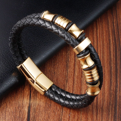 Men's Braided Black Leather Rope Bracelet