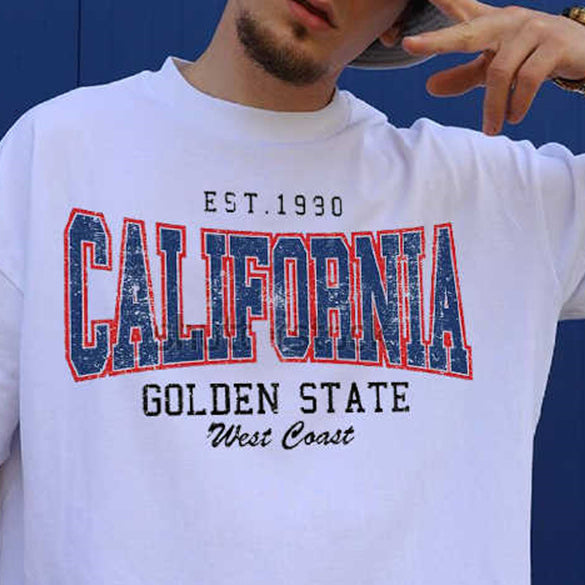 Californian Letter Print Men's T-Shirt