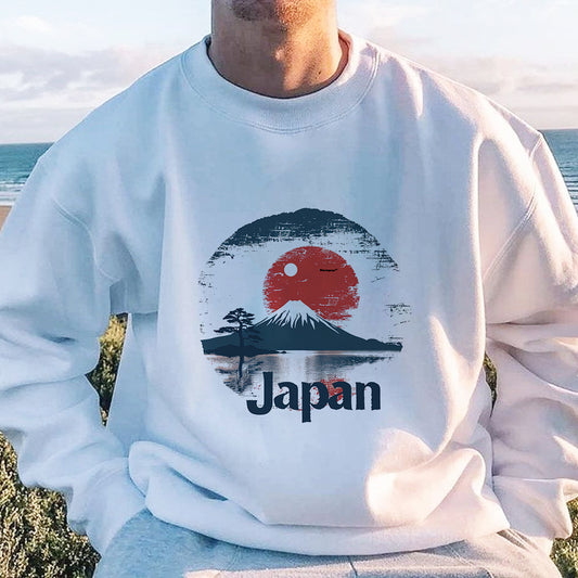 Japan Fuji Mountain Men's Oversized Sweatshirt