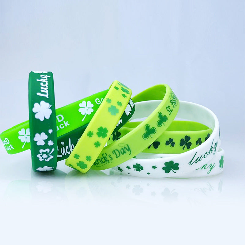 St Patrick's Day Lucky Clover Silicone Wristband