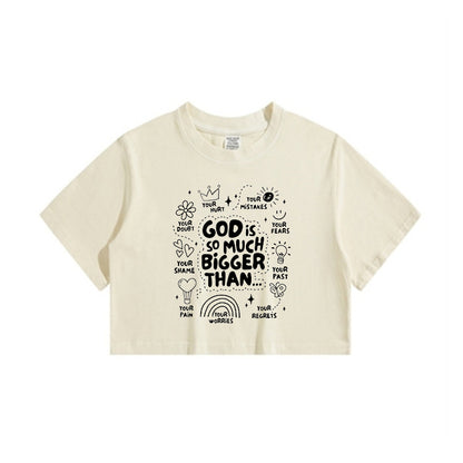 The Power of Faith Lady's Letter Print Crop Tee