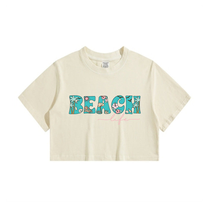 Summer Beach Vibes Ladies Crop Tee