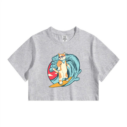 Surfing Dog Lady's Crop Tee