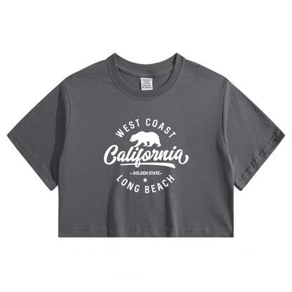 Lady's California Print Crop Tee